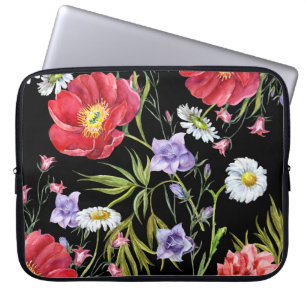 Housse Pour Ordinateur Portable Bouquet de fleurs d'aquarelle : Motif sans couture