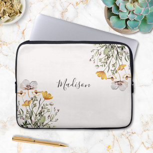 Housse Pour Ordinateur Portable Bouquet de fleurs sauvages joliment monogrammé