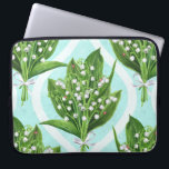 Housse Pour Ordinateur Portable Bouquet de lis de la vallée fleurs sur le bleu<br><div class="desc">Bouquet de peintures à l'aquarelle lily de la vallée fleurs design motif sans couture</div>