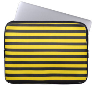 Housse Pour Ordinateur Portable Bourdon Noir Jaune Lignes Horizontales