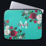 Housse Pour Ordinateur Portable Bourgogne Aquarelle Peony Rose Floral Monogramme<br><div class="desc">Eau de Bourgogne botanique de pivoine rose floral ceinture Laptop Manche. Bourgogne, marsala, roses de pivoines d'aquarelle blanche, design botanique d'autruche fleurie avec feuilles vert foncé et baies sur aqua ou arrière - plan turquoise. Doté d'un élégant design de typographie manuscrite avec votre nom, Monogram et jolie automne, bouquet rose...</div>