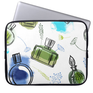 Housse Pour Ordinateur Portable Bouteille de parfum motif sans soudure et texte aq