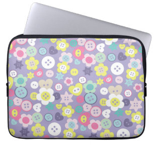 Housse Pour Ordinateur Portable Boutons à coudre d'amour violet