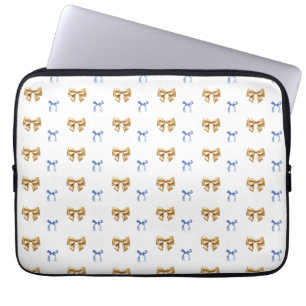 Housse Pour Ordinateur Portable Bow Coquette Bleu et Or