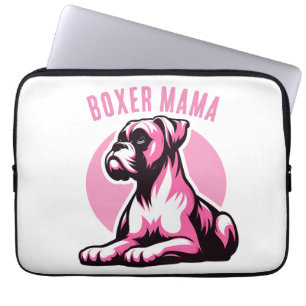 Housse Pour Ordinateur Portable Boxer Mama : Silhouette de chien Boxer Rose Mignon