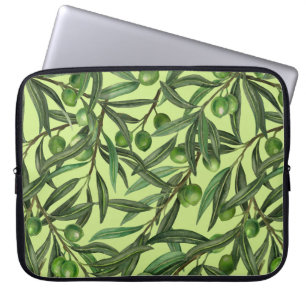 Housse Pour Ordinateur Portable Branches d'olive sur le vert miel
