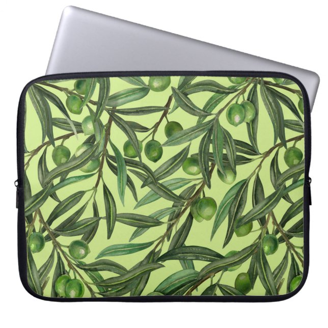Housse Pour Ordinateur Portable Branches d'olive sur le vert miel (Devant)