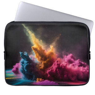 Housse Pour Ordinateur Portable Bras en poudre arc-en-ciel sur noir