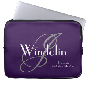 Housse Pour Ordinateur Portable Bridesmaid Cadeau Monogramme & Nom Moderne Cool Ch