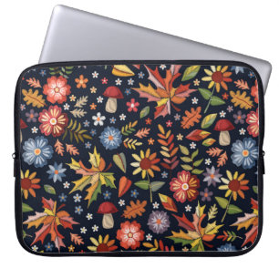 Housse Pour Ordinateur Portable Broderie motif sans couture avec de belles fleurs