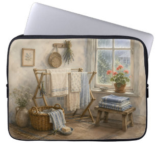 Housse Pour Ordinateur Portable Buanderie de Cottage un Jour de Pluie