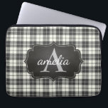 Housse Pour Ordinateur Portable Buffalo Plaid Chic Monogramme Nom Ivoire Noir<br><div class="desc">Protégez votre ordinateur portable avec style avec ce chic monogramme de chic chic chic piloté noir et ivoire. La pochette de l'ordinateur portable contient votre nom et votre initiale dans un étiquette de style tableau à bascule. Ça fait un grand cadeau ! Aussi disponible en rouge et noir - partie...</div>