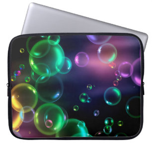 Housse Pour Ordinateur Portable Bulle Iridescente sur noir
