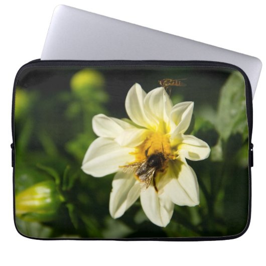 Housse Pour Ordinateur Portable Bumblebee et dahlia blanc photo (Devant)
