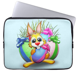 Housse Pour Ordinateur Portable Bunny de Pâques drôle et caractère mignon Biting u