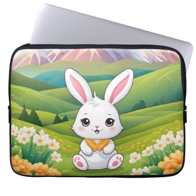 Housse Pour Ordinateur Portable Bunny sitting in a field Iillustration (Devant)
