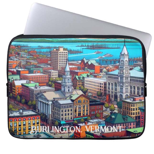 Housse Pour Ordinateur Portable Burlington, Vermont Comic Style Art (Devant)