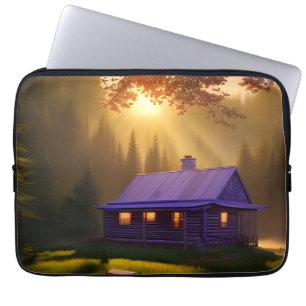 Housse Pour Ordinateur Portable Cabine de journal violet lors de la désactivation