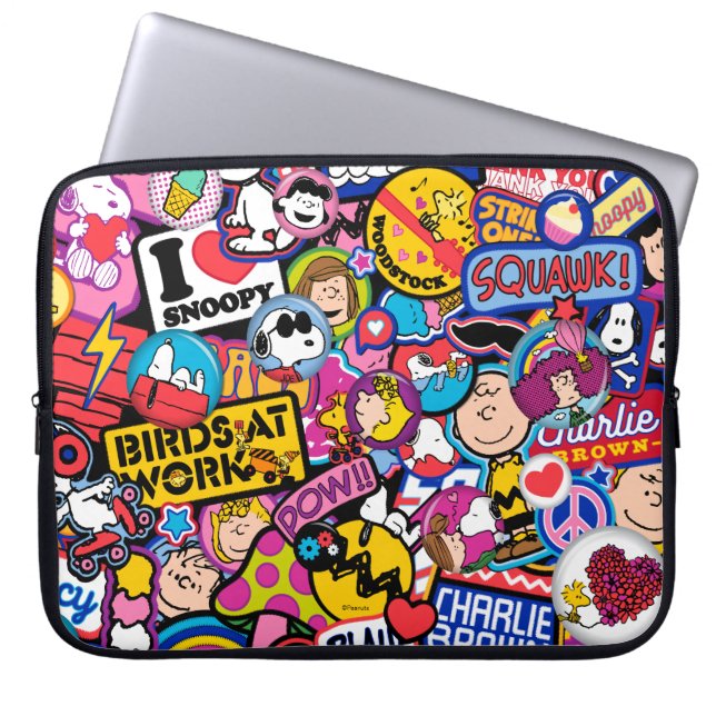 Housse Pour Ordinateur Portable cacahuètes | Motif de patchs Mixtape (Devant)