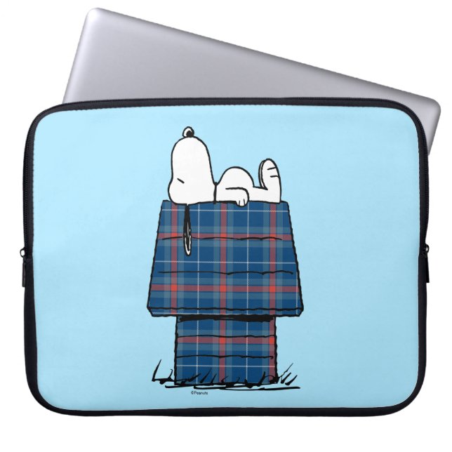 Housse Pour Ordinateur Portable cacahuètes | Snoopy Plaid Flannel Holiday Dog Hous (Devant)