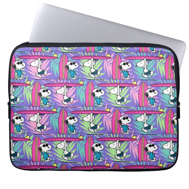 Housse Pour Ordinateur Portable cacahuètes | Snoopy Purple Surf Motif (Devant)