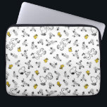 Housse Pour Ordinateur Portable cacahuètes | Snoopy & Woodstock B&W Flower Motif<br><div class="desc">Découvrez ce design amusant de cacahuètes avec Snoopy et Woodstock.</div>