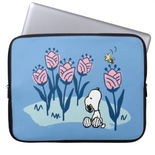 Housse Pour Ordinateur Portable cacahuètes   Snoopy & Woodstock Flower Garden