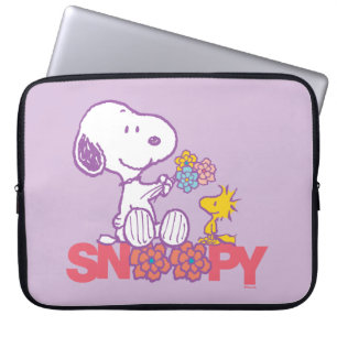 Housse Pour Ordinateur Portable cacahuètes Snoopy & Woodstock Flowers