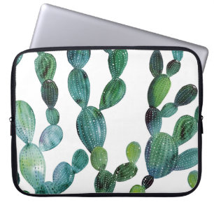 Housse Pour Ordinateur Portable Cactus Craze : Tendance de l'aquarelle tropicale