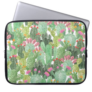 Housse Pour Ordinateur Portable Cactus peint à la main : Vert désert