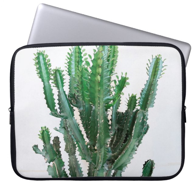 Housse Pour Ordinateur Portable Cactus vert sur arrière - plan blanc. (Devant)