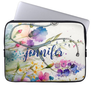 Housse Pour Ordinateur Portable Cadeau personnalisé pour infirmière maman Monogram