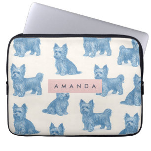 Housse Pour Ordinateur Portable Cadeau Personnalisé Yorkshire Terrier Bleu Nom Mig