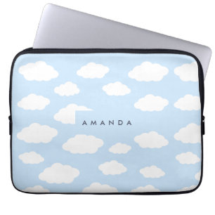 Housse Pour Ordinateur Portable Cadeaux Monogramme Cute Girl Blue Cloud personnali