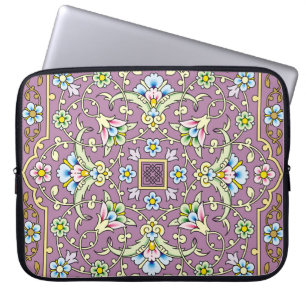 Housse Pour Ordinateur Portable Cadre floral arabe. Conception islamique tradition