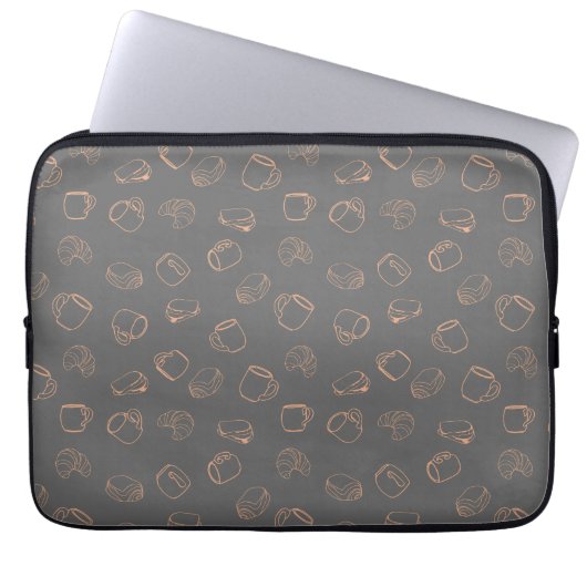 Housse Pour Ordinateur Portable Café Croissants (Devant)