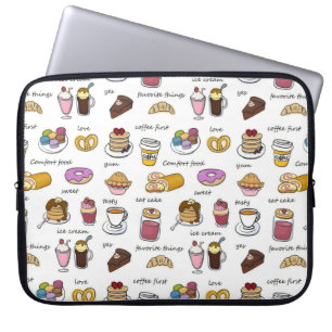 Housse Pour Ordinateur Portable Café mignonne et nourriture de confort Motif illus
