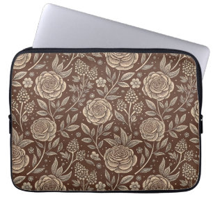 Housse Pour Ordinateur Portable Café Rose à motifs floraux sauvages