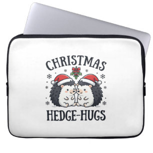 Housse Pour Ordinateur Portable Câlins de Noël au hérisson Mignon design de vacanc