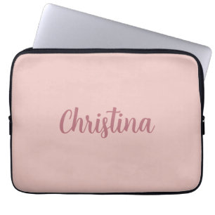 Housse Pour Ordinateur Portable Calligraphie Élégant Rose Or Plaine Nom simple