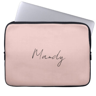 Housse Pour Ordinateur Portable Calligraphie Élégant Rose Or Plaine Nom simple