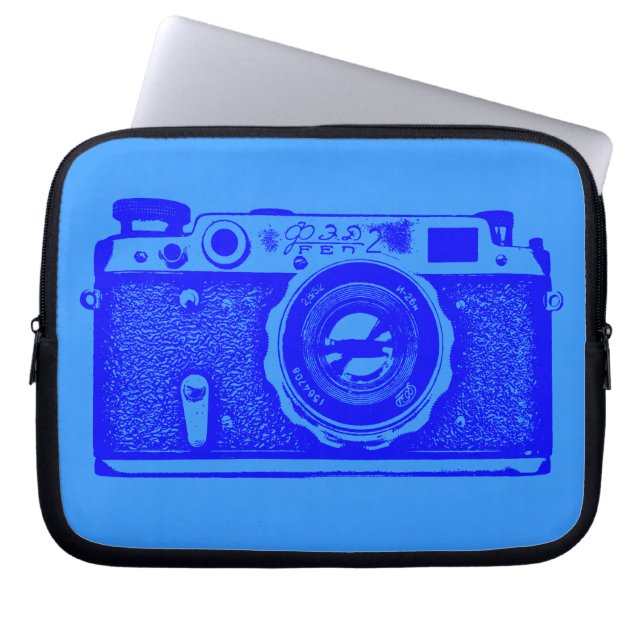 Housse Pour Ordinateur Portable Caméra russe - Nuances de bleu (Devant)