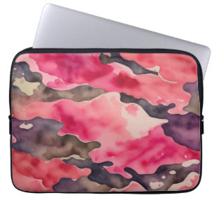Housse Pour Ordinateur Portable camouflage d'aquarelle rose