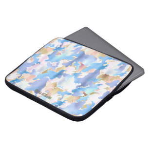 Housse Pour Ordinateur Portable Camouflage Métallique Rose Bleu Or Abstrait