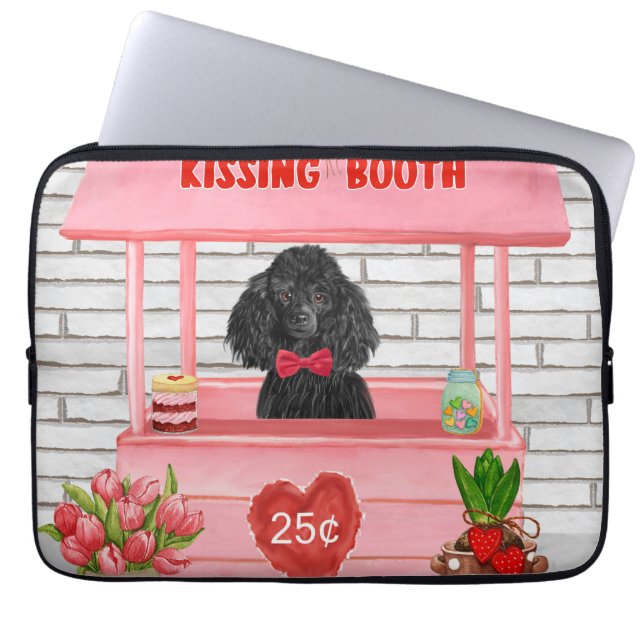 Housse Pour Ordinateur Portable caniche Chien Valentine's Day Kissing Booth (Devant)
