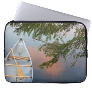 Housse Pour Ordinateur Portable Canot sur le lac au coucher du soleil, Canada