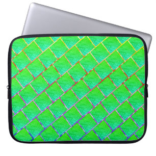 Housse Pour Ordinateur Portable Capa de Laptop, quadros verde azulados, e linhas