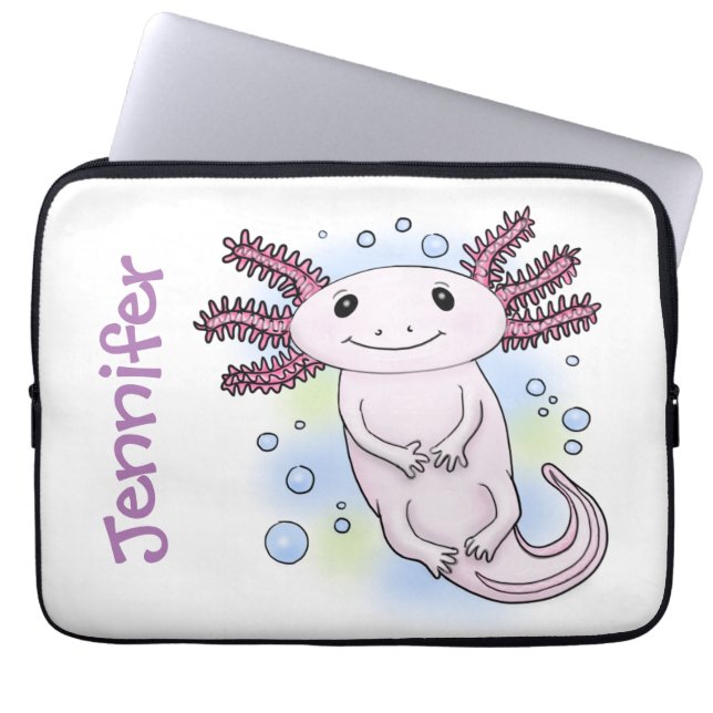 Housse Pour Ordinateur Portable Caricature axolotl rose adorable (Devant)