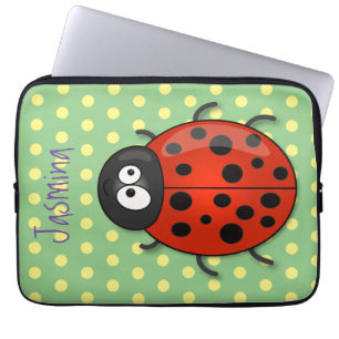 Housse Pour Ordinateur Portable Caricature de coccinelle rouge joyeux