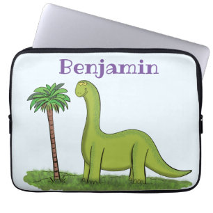 Housse Pour Ordinateur Portable Caricature de dinosaure de brontosaurus vert migno